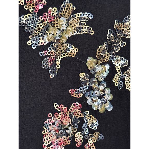 VTG Banana Republic Cami M Black Sequin Floral Y2K 90s Fairy Goth Whimsigoth - Picture 4 of 12